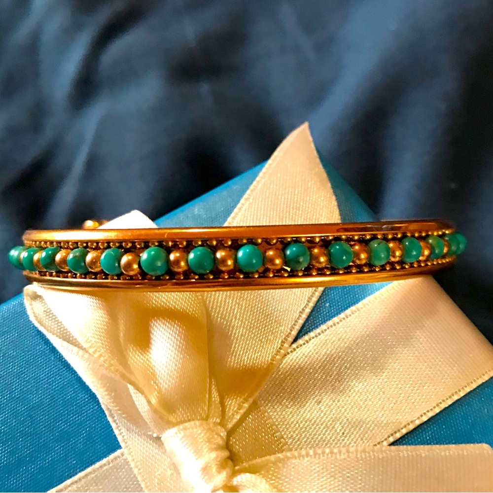 Natural Turquoise Gold Finish Bangle Bracelet